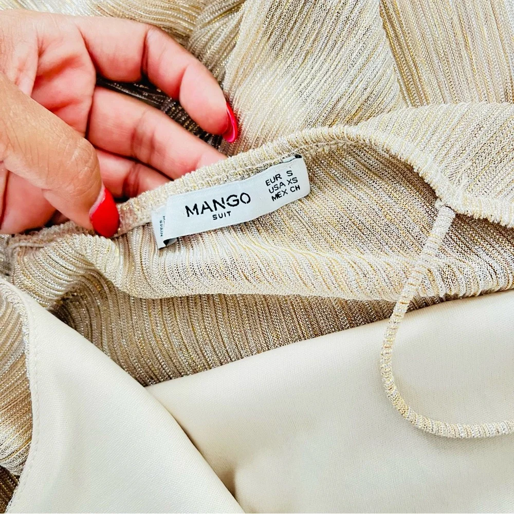Mango Metallic Gold Midi Dress